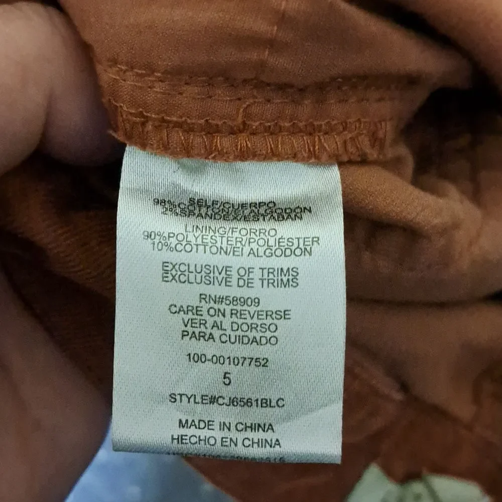 Copper Key corduroy pants size 5
